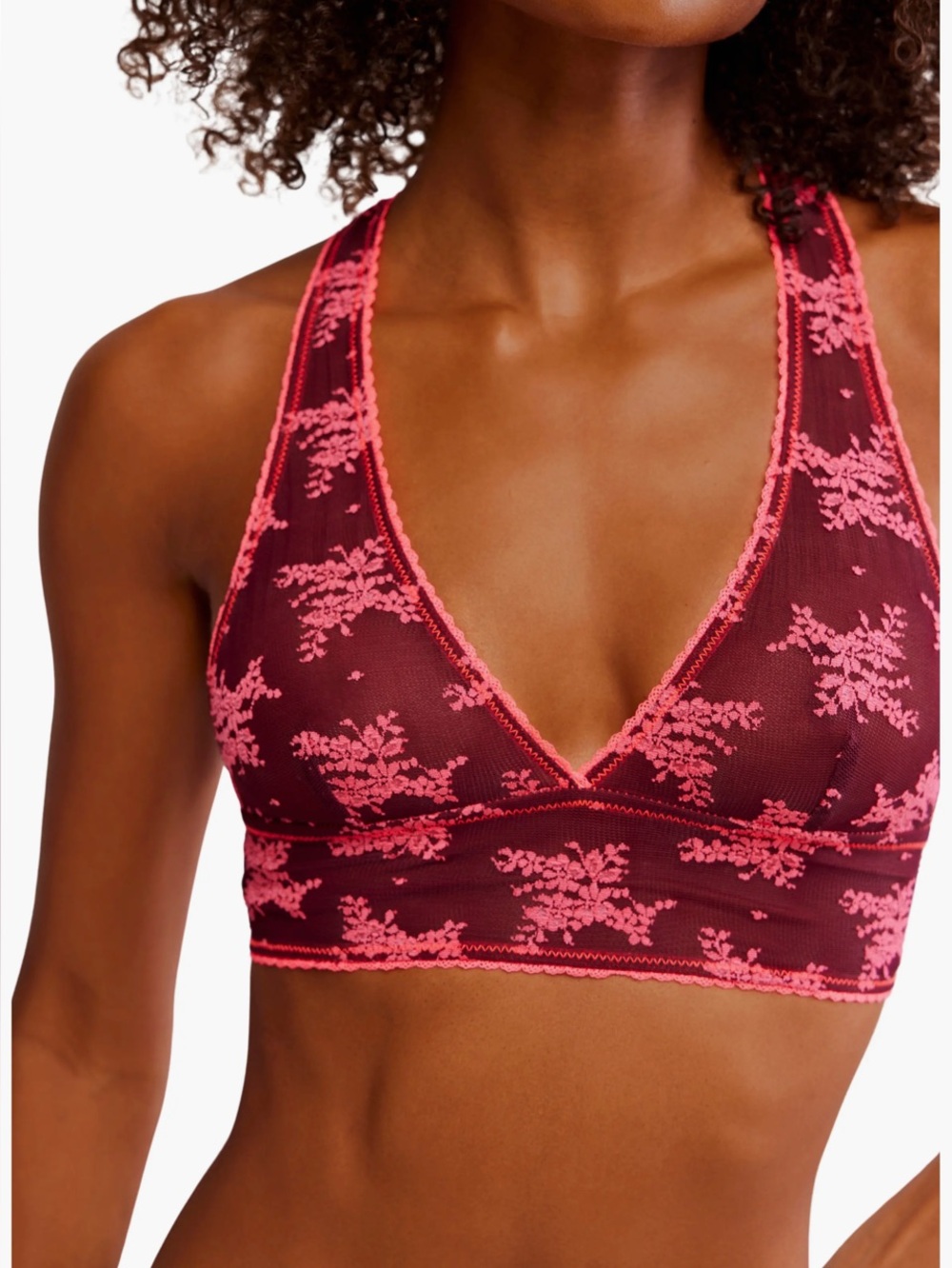 FREE PEOPLE NWT Talk About It Racerback Bralette SZ S Color- Zinfandel